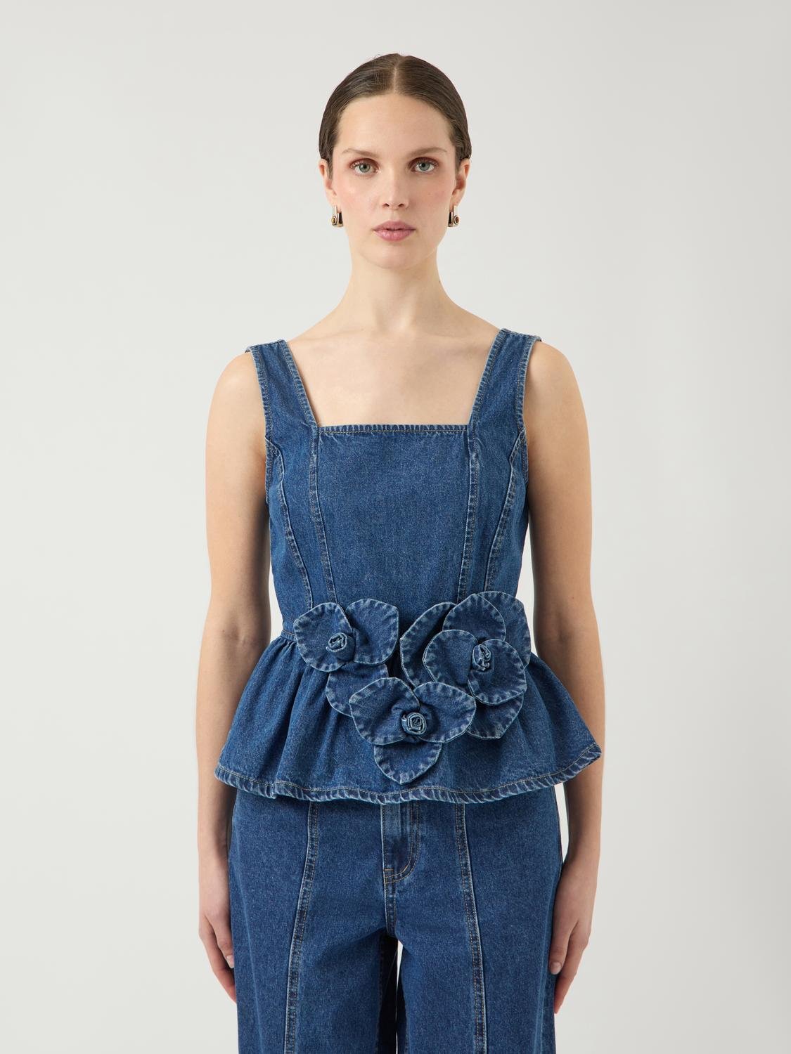 YASELSIE Top - Medium Blue Denim - VERO MODA & VILA Bergvik